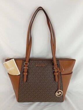 NWT Michael Kors Charlotte Top Zip Tote Brown MSRP $398